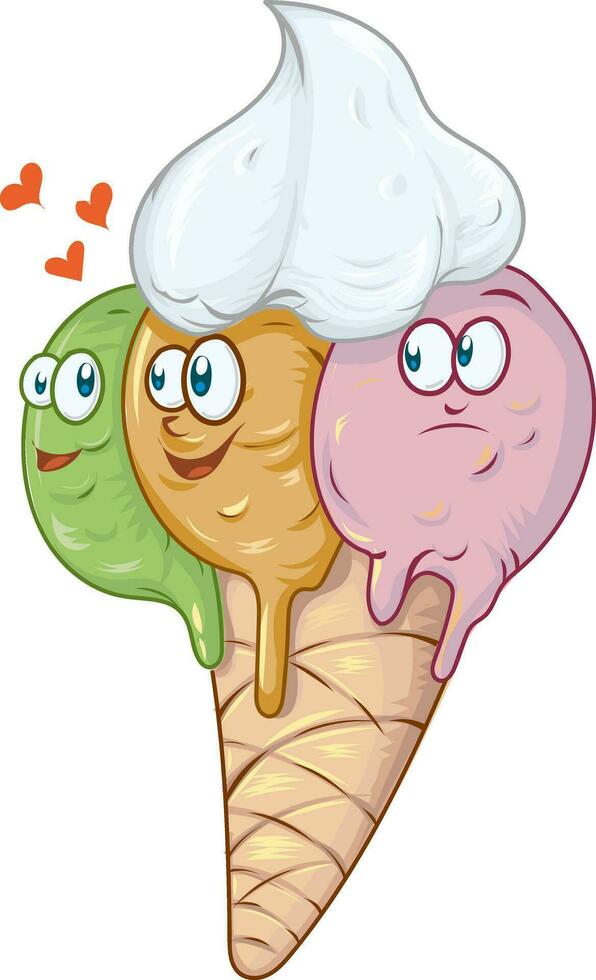 Cute Ice Cream Cartoon. vector illustration