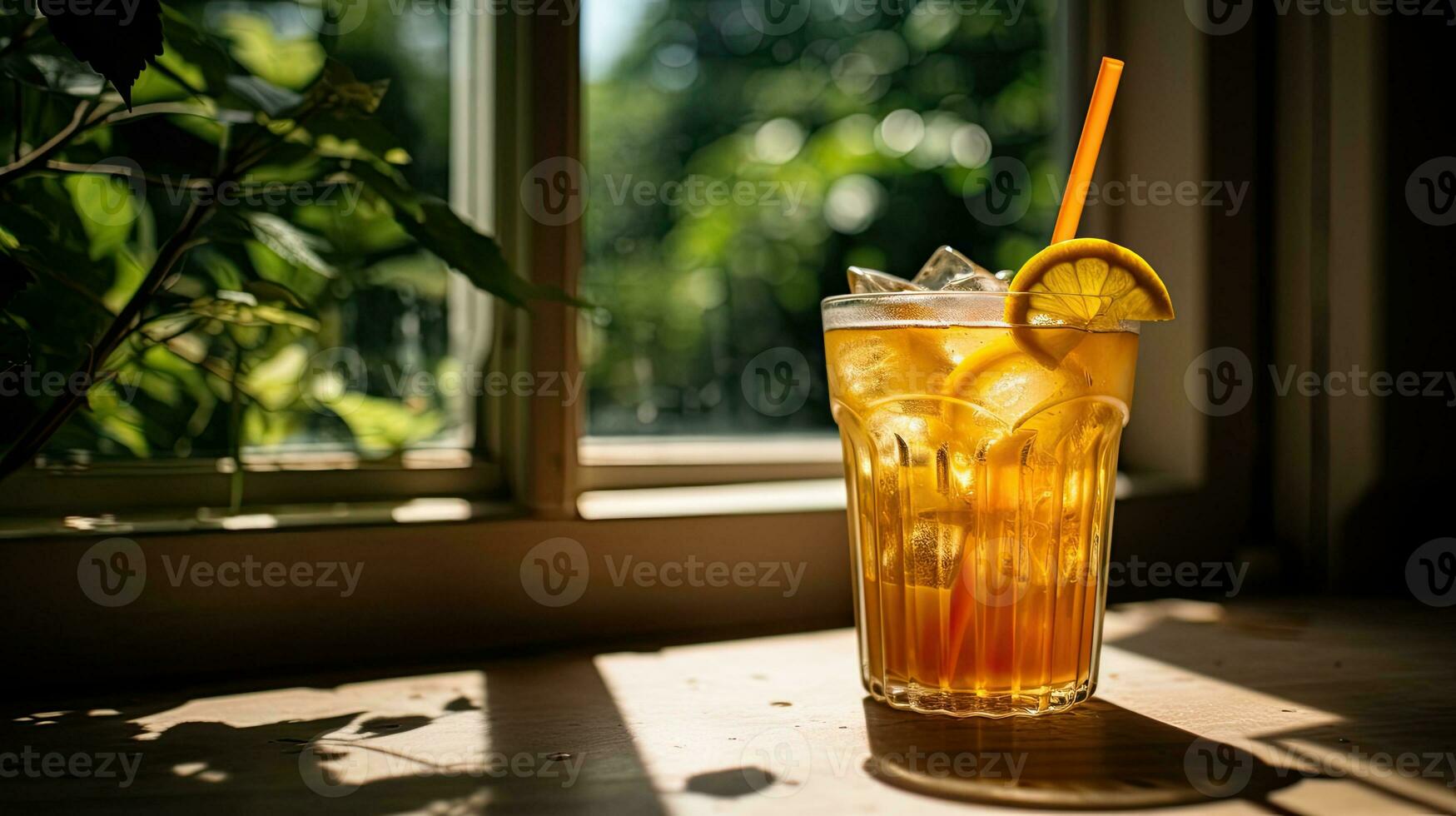 ai generado Fresco limonada bebida en el de madera mesa ai generativo foto