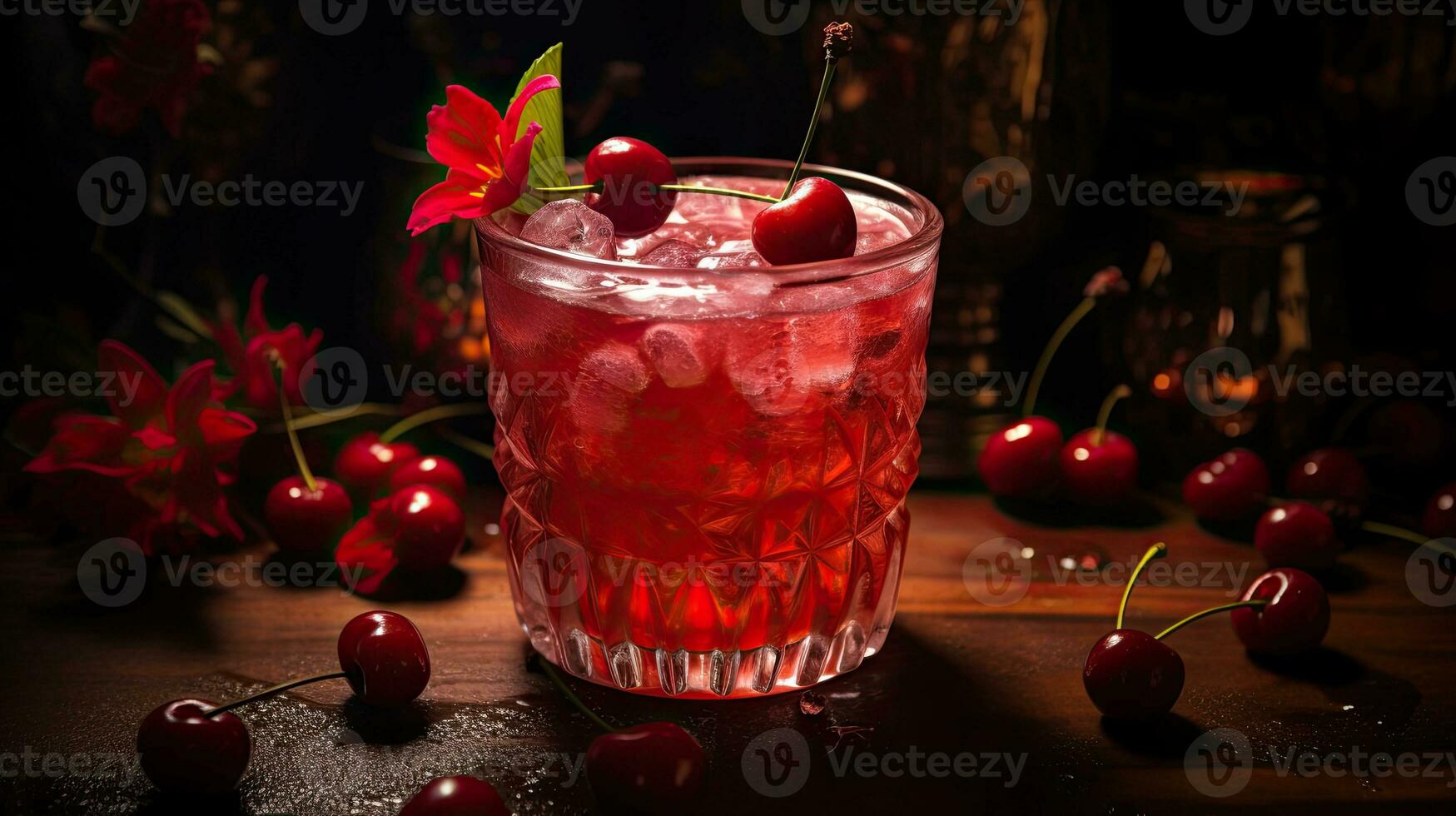 AI generated Fresh cocktail with ice cube on the table AI Generative photo