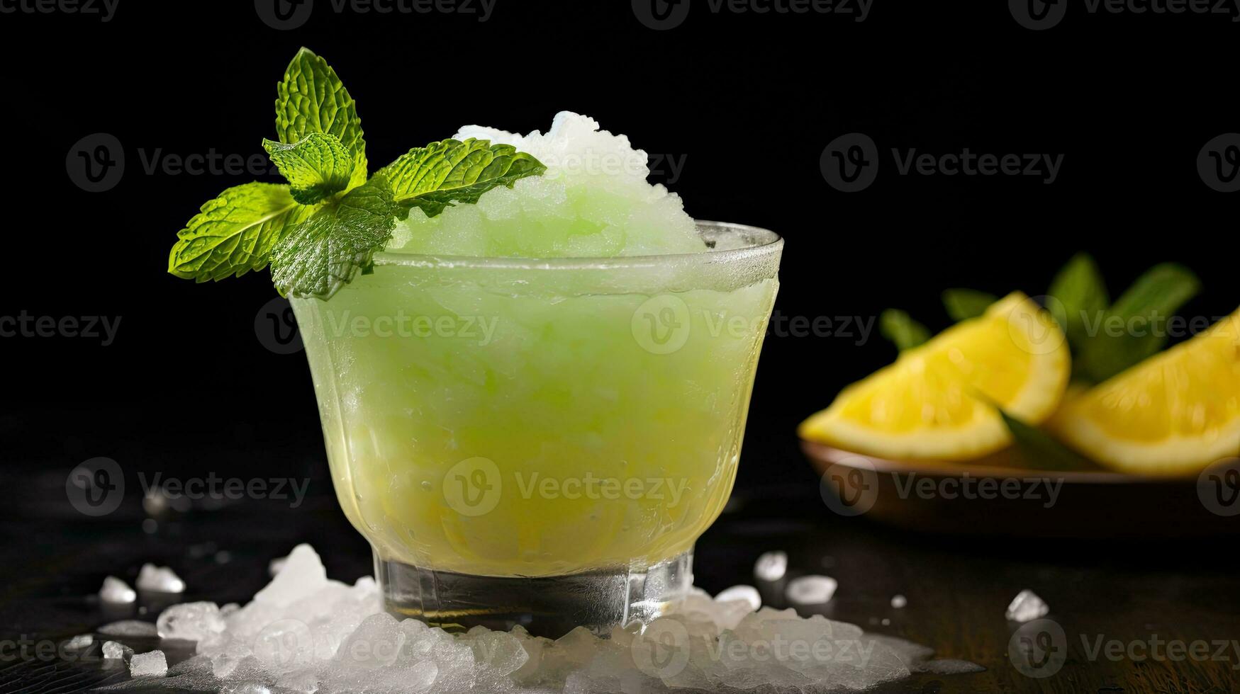 AI generated Sour candy cocktail with mint leaf AI Generative photo