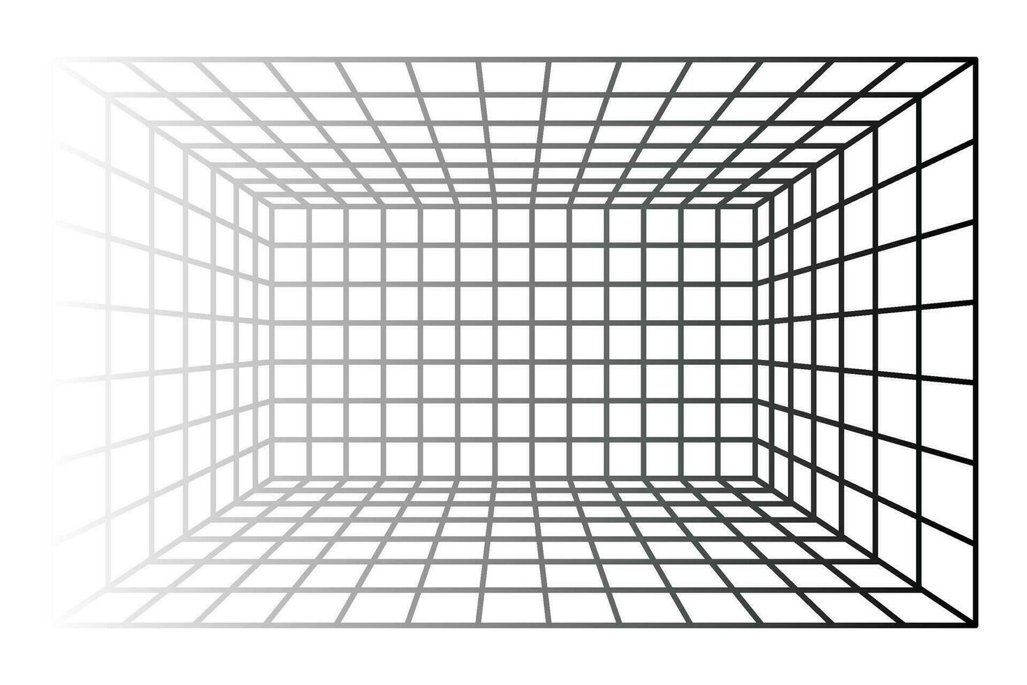 Perspective grid room background vector illustration.