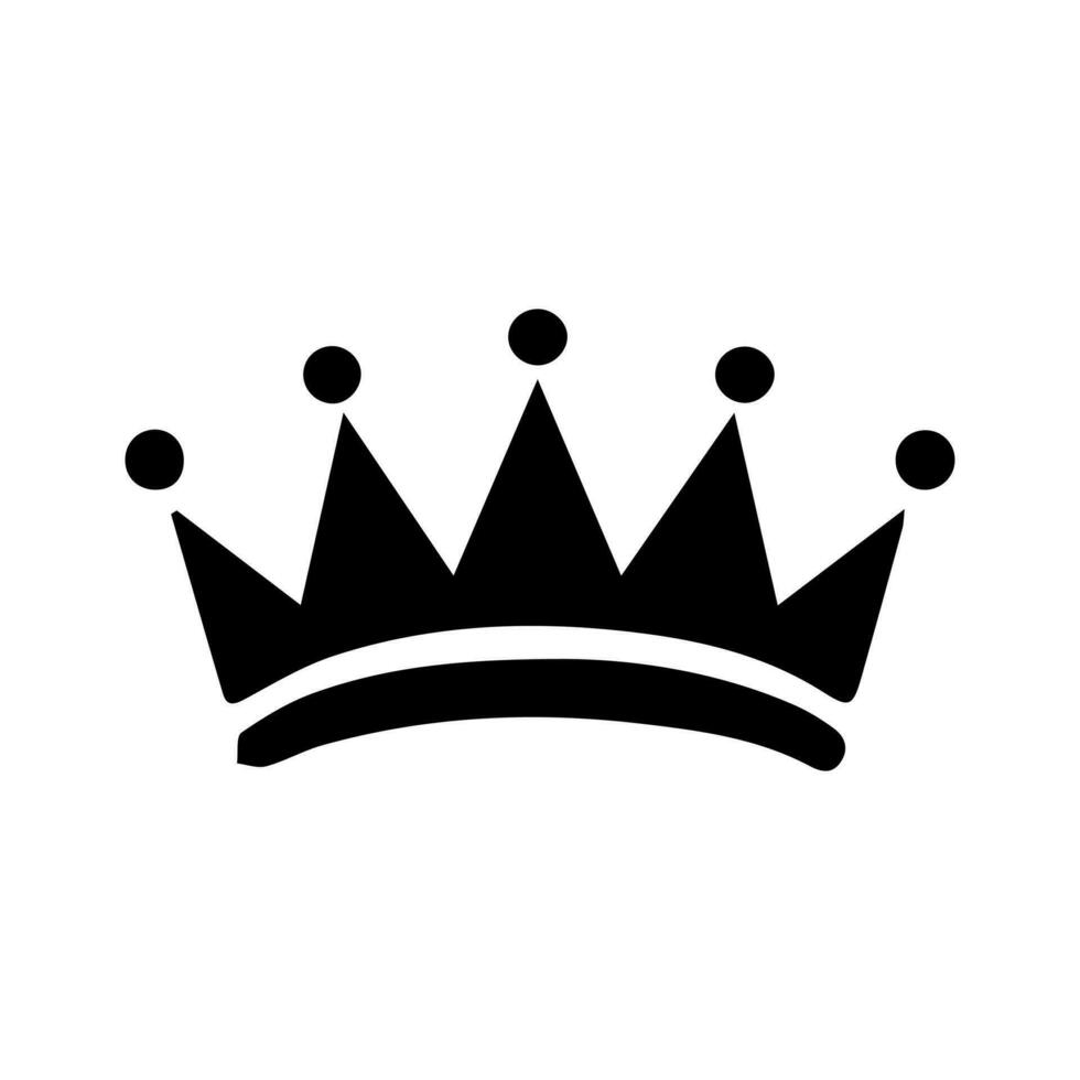 corona icono. un simple, negro silueta de real corona. vector ilustración aislado en blanco antecedentes. ideal para logotipos, emblemas, insignias. lata ser usado en marca, web diseño