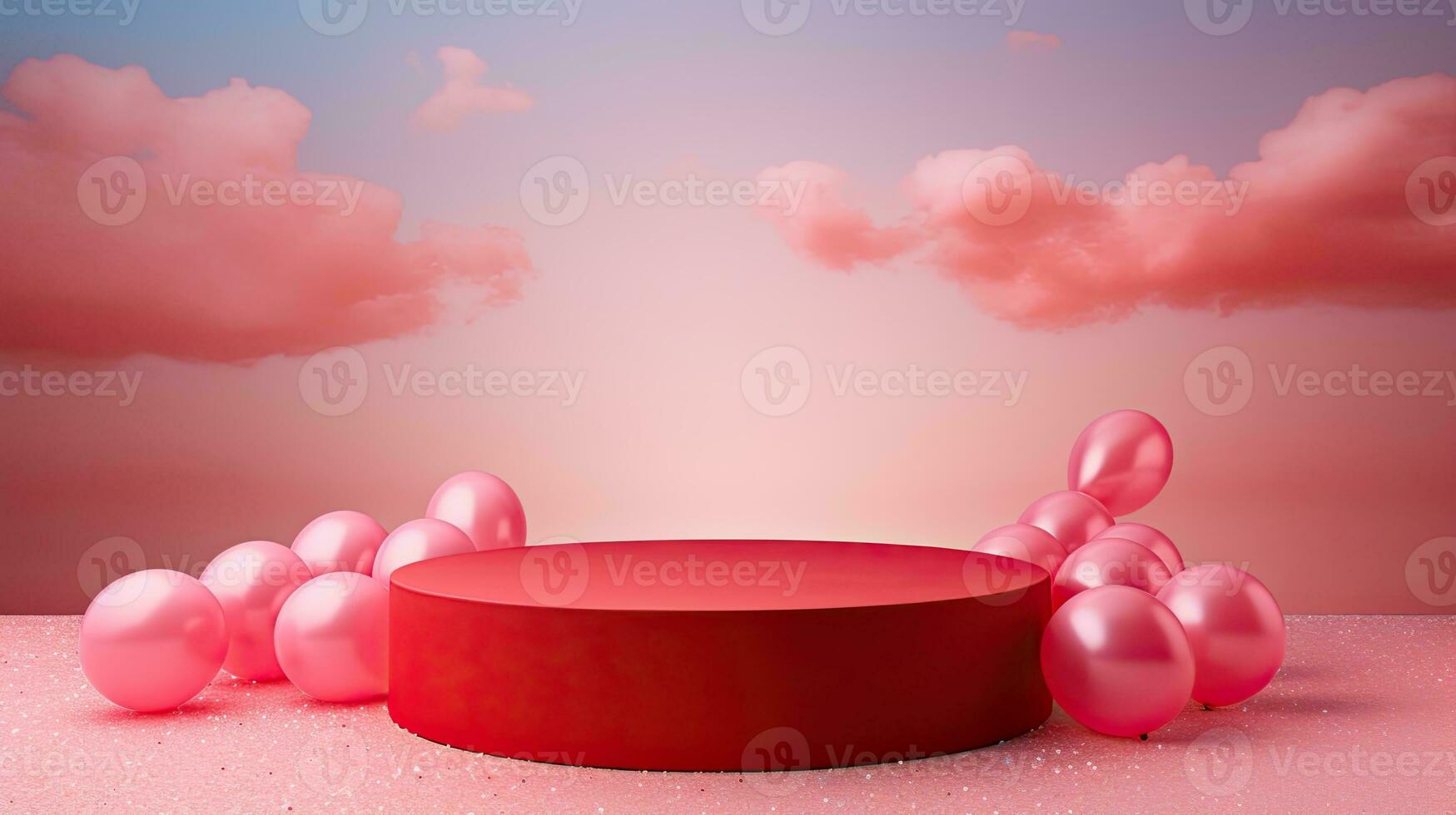 AI generated Glamour red podium product mockup AI Generative photo