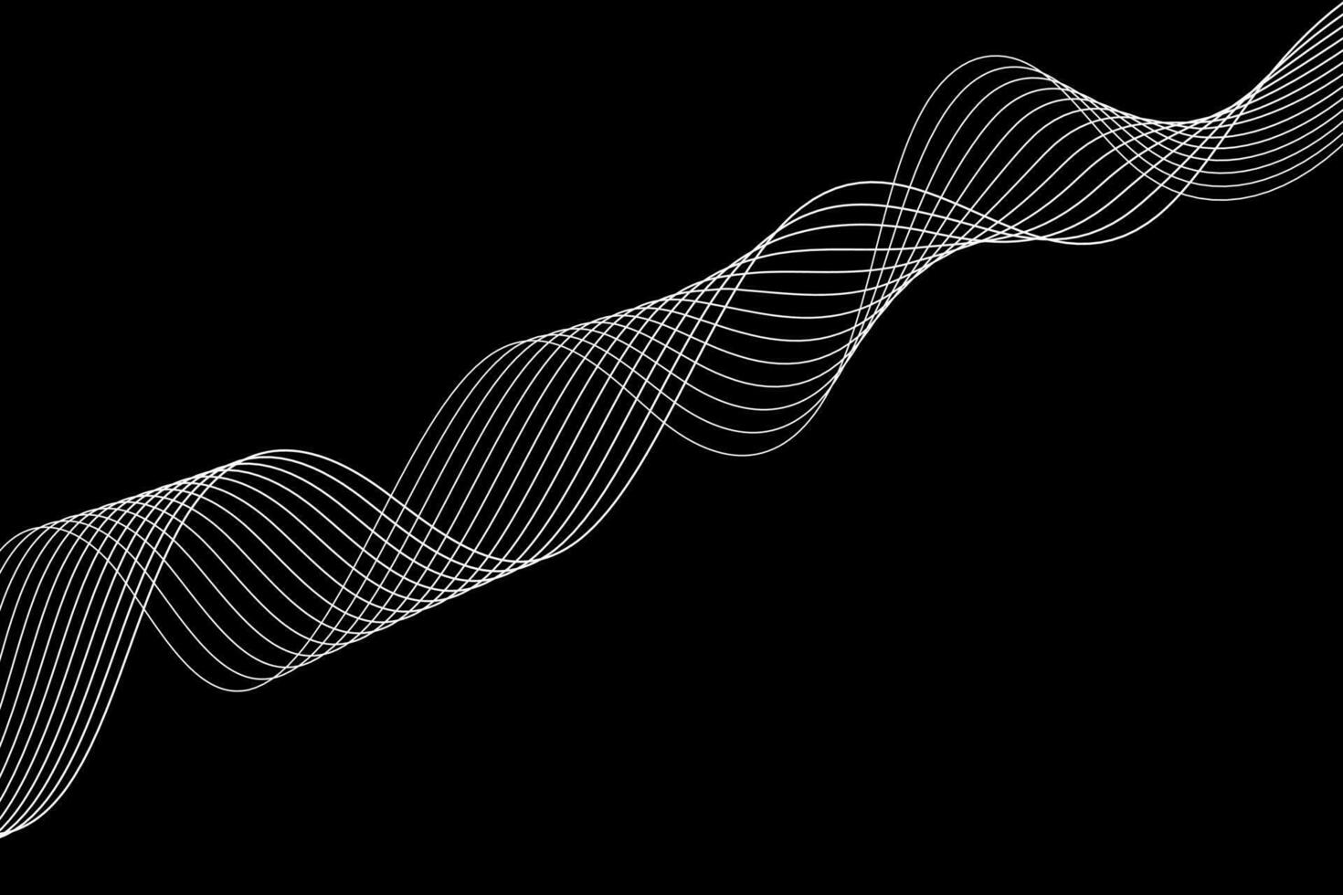 vector Spiral flowing line art black and white particle vector abstract background