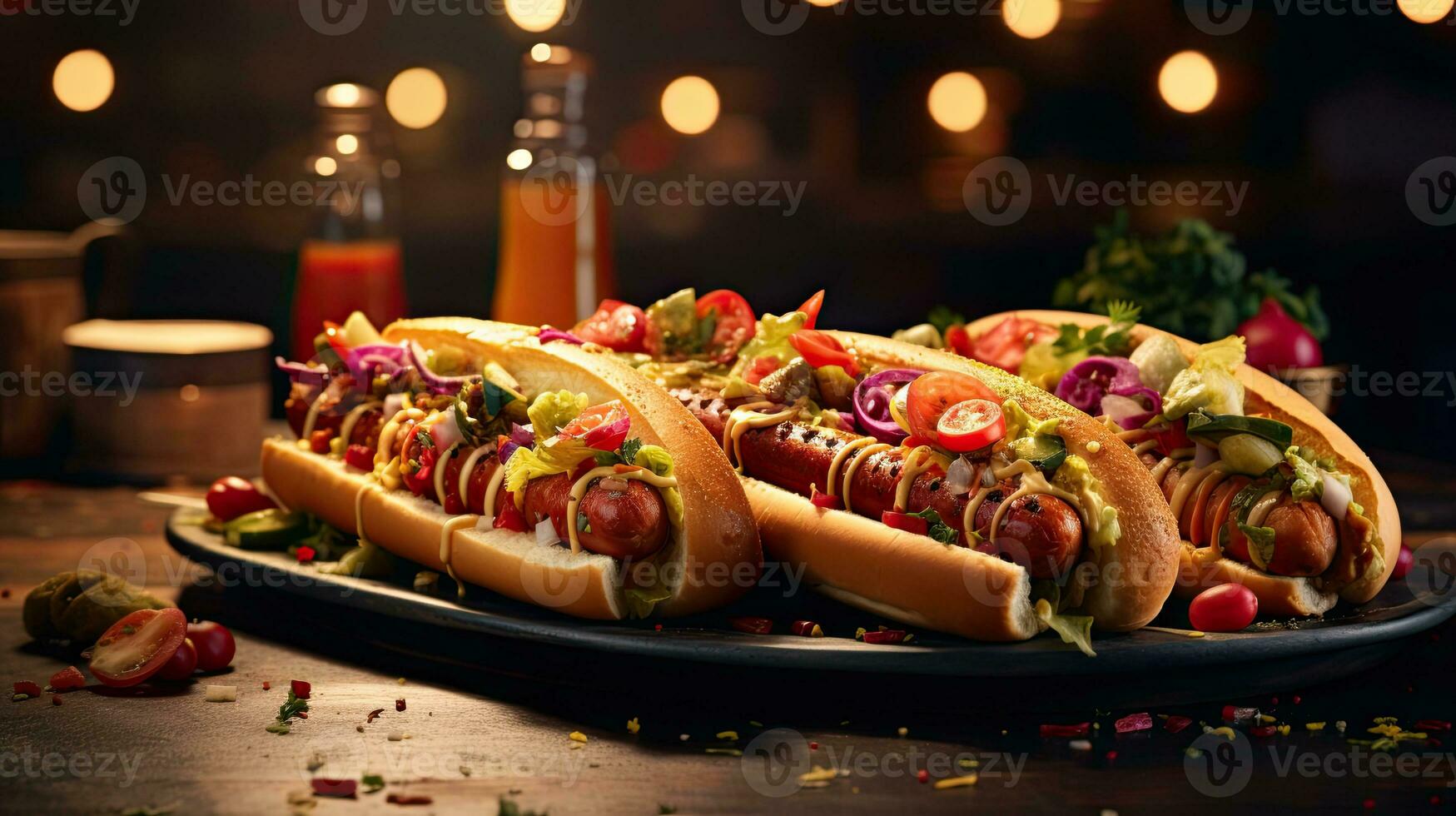 AI generated Delicious and creamy hotdog on the table AI Generative photo
