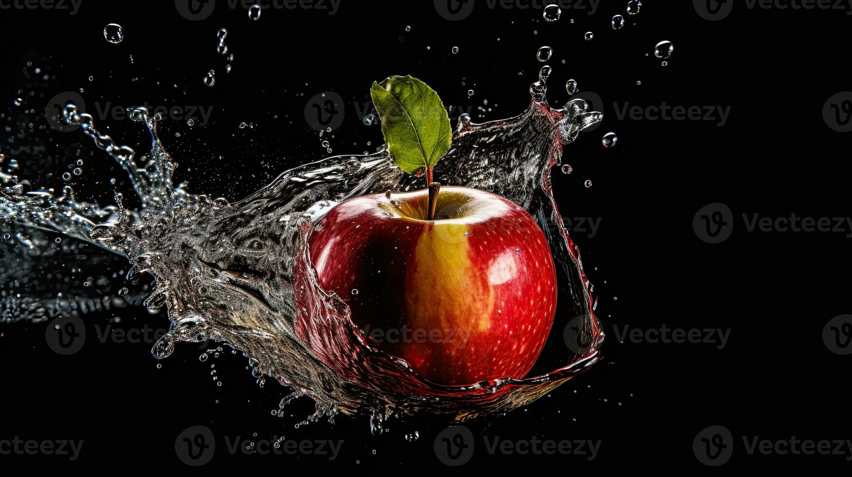 AI generated Fresh apple with water splash AI Generative photo