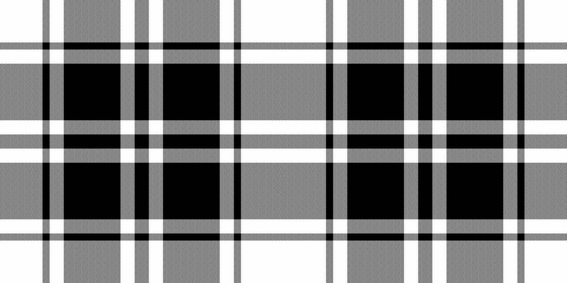 Graph tartan plaid textile, contour check vector seamless. Surface background fabric pattern texture in white and black colors.