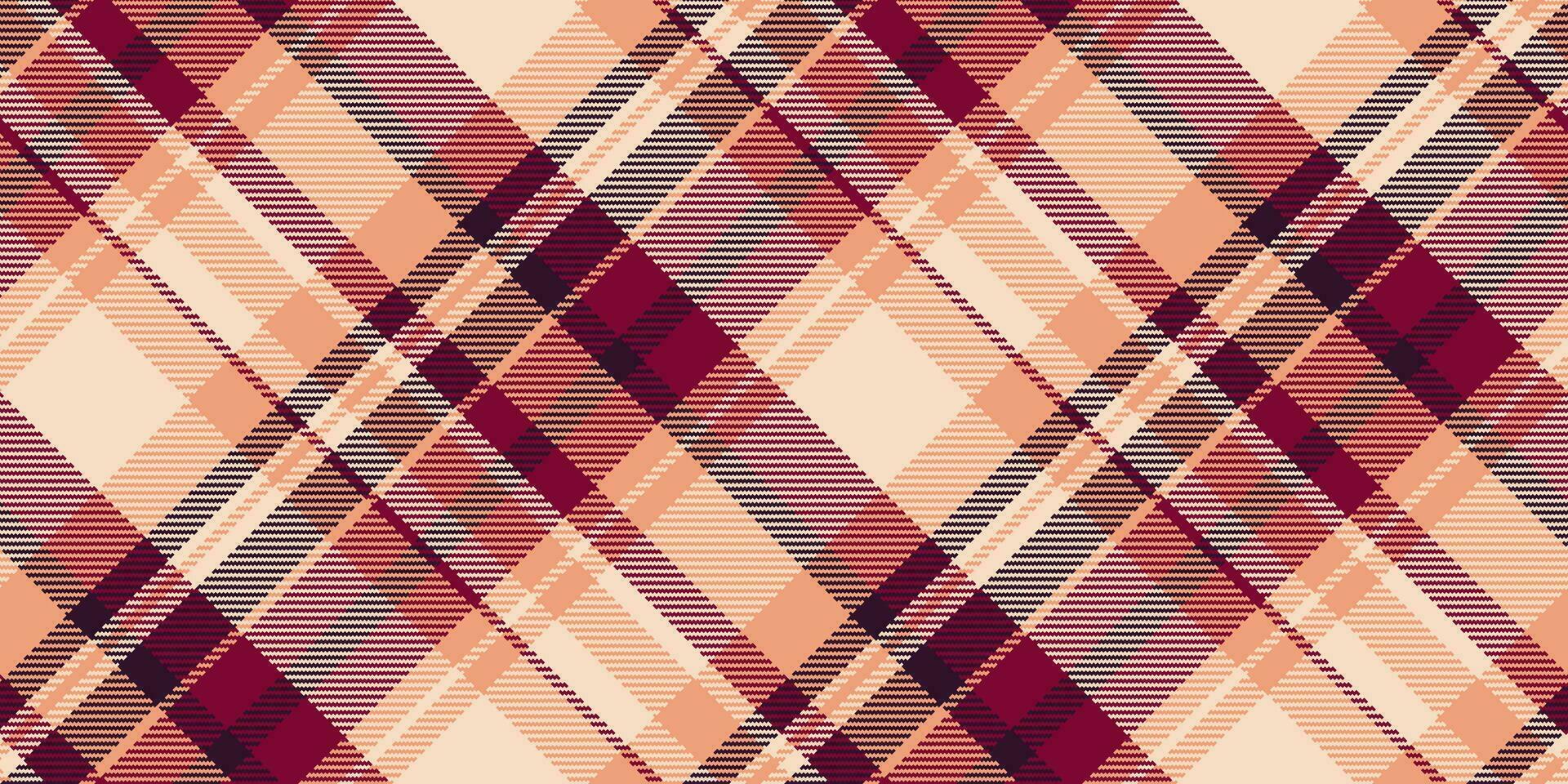 Installing plaid seamless fabric, customized background pattern texture. Minimal check textile tartan vector in light and orange colors.