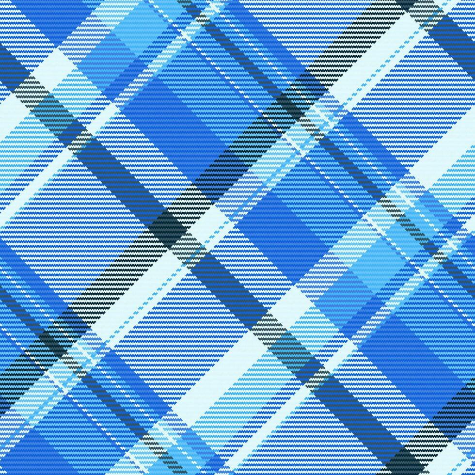 Structure seamless tartan textile, rug plaid vector pattern. Fur fabric check background texture in light and royal azure colors.