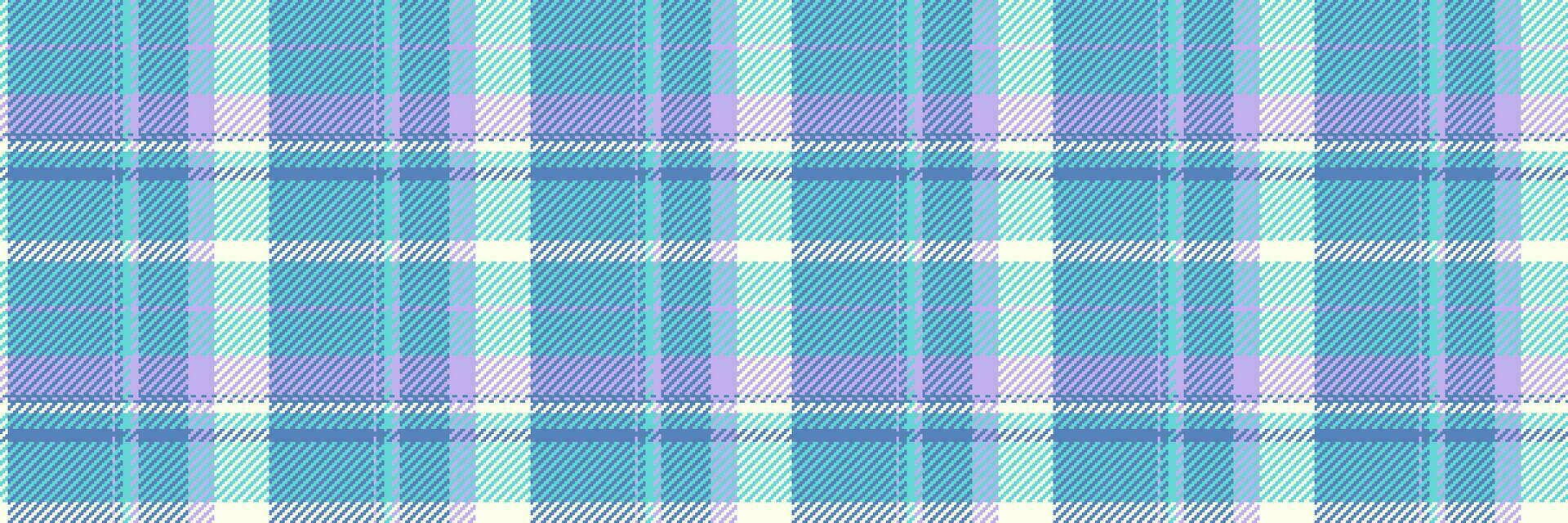 Korean plaid background check, lined pattern fabric tartan. Trend textile seamless texture vector in teal and blue colors.