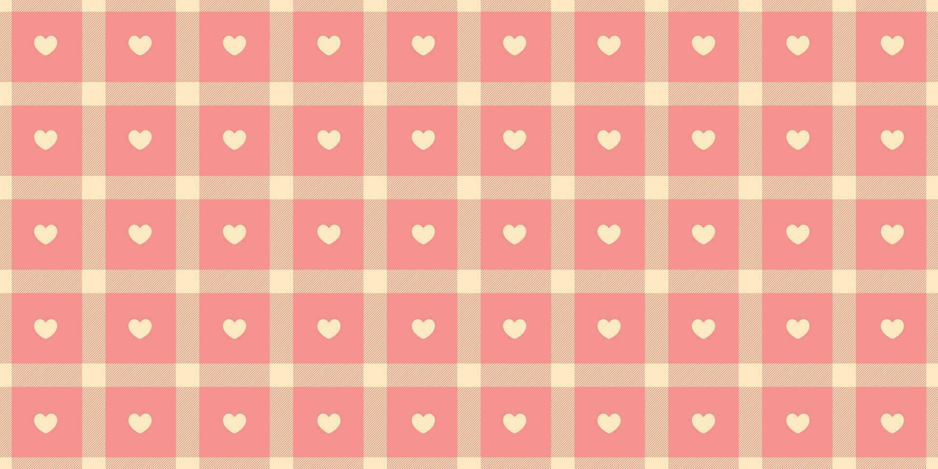 Gingham pattern with hearts. Seamless tartan vichy check plaid for gift card, wrapping paper, invitation on Valentines Day print vector