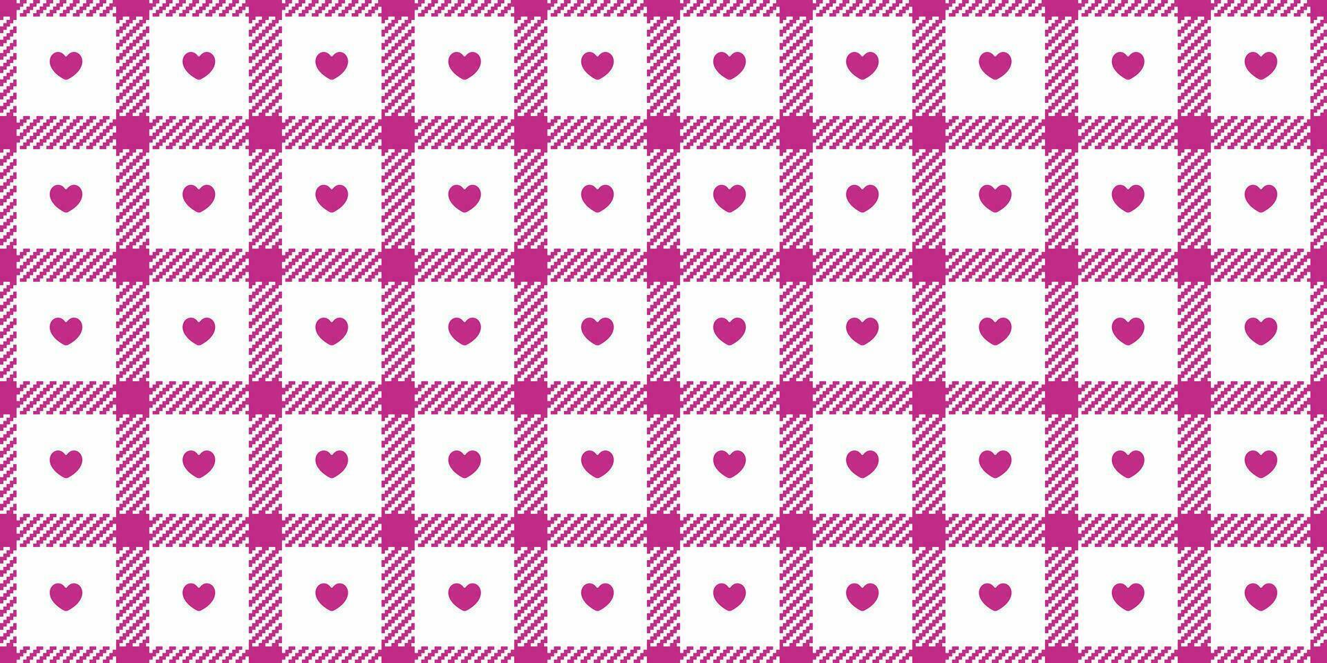 Gingham pattern with hearts. Seamless tartan vichy check plaid for