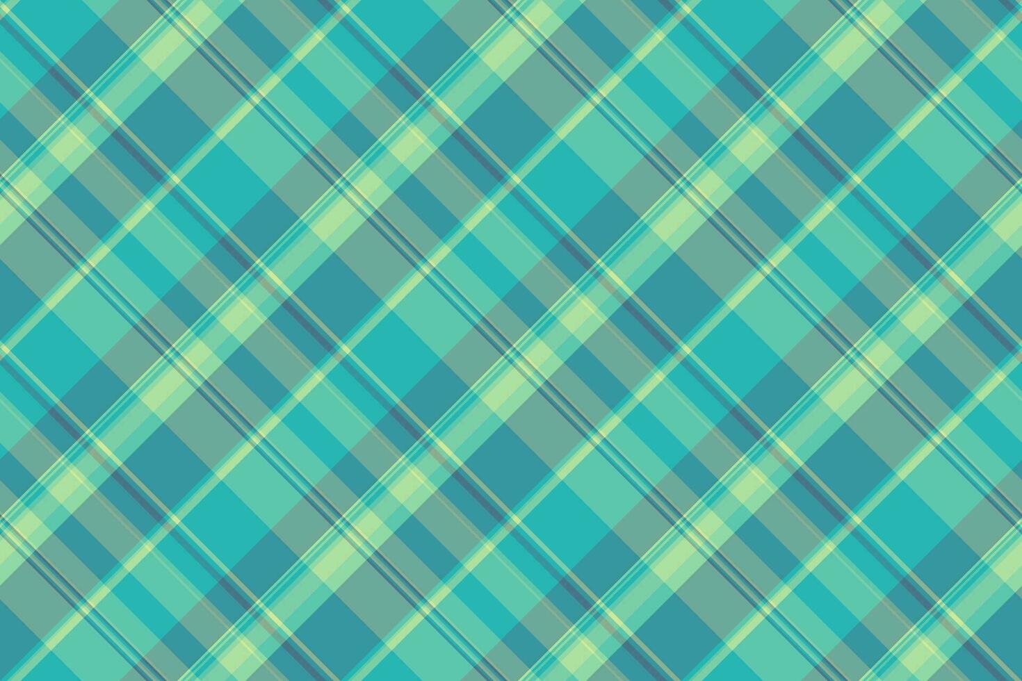 Home textile plaid background, silk texture seamless pattern. Custom vector check fabric tartan in teal and cyan colors.