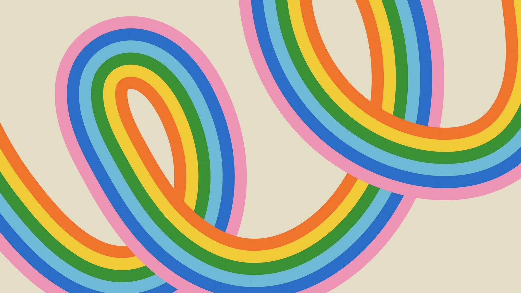 maravilloso resumen arco iris rayas en beige antecedentes. retro vector fondo en 60-70 hippy estilo. Clásico mano dibujado diseño