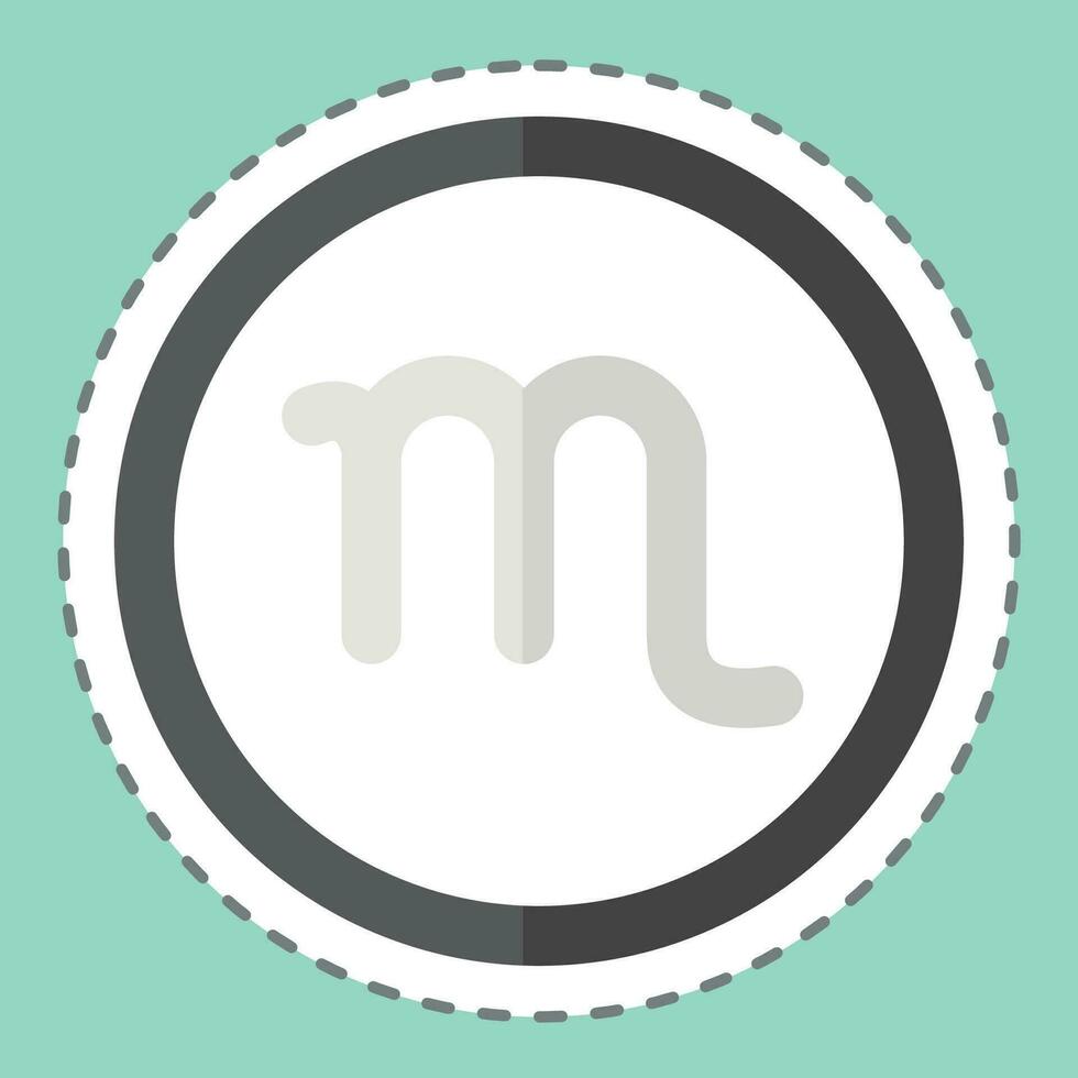 Sticker line cut Scorpio Sign. related to Horoscope symbol. simple design editable. simple illustration vector