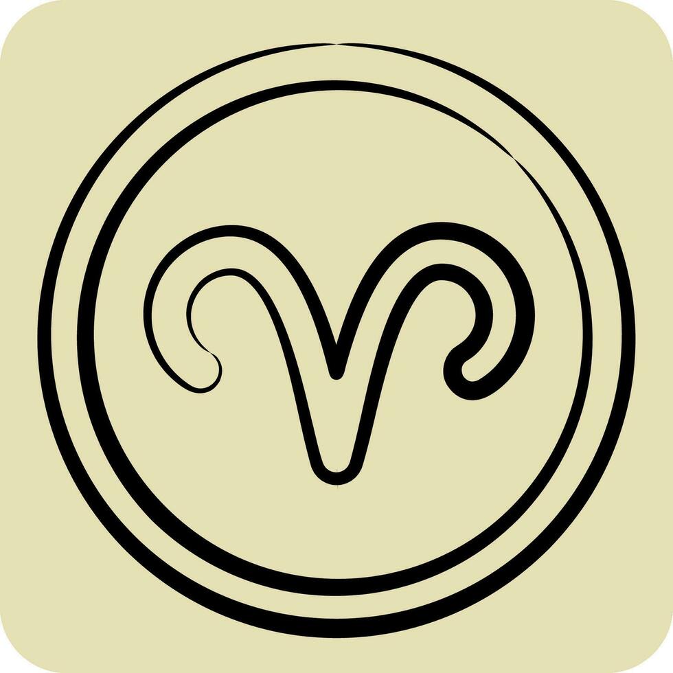 Icon Aries Sign. related to Horoscope symbol. hand drawn style. simple design editable. simple illustration vector