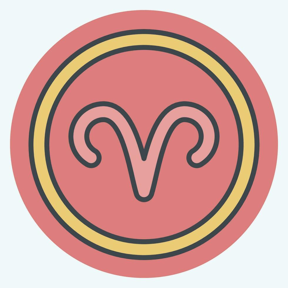 Icon Aries Sign. related to Horoscope symbol. color mate style. simple design editable. simple illustration vector