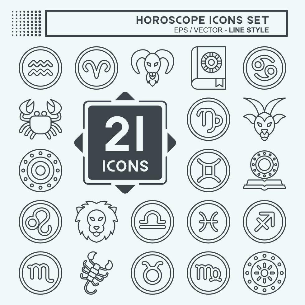 Icon Set Horoscope. related to Education symbol. line style. simple design editable. simple illustration vector