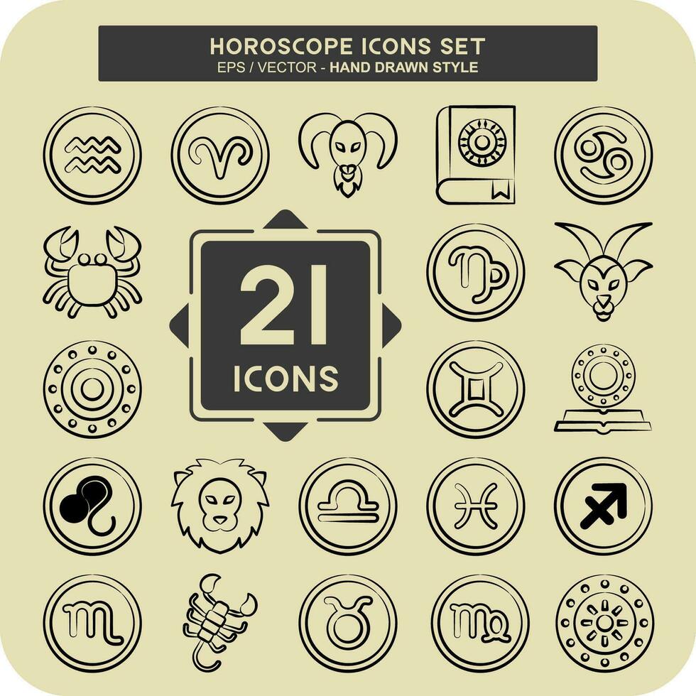 Icon Set Horoscope. related to Education symbol. hand drawn style. simple design editable. simple illustration vector