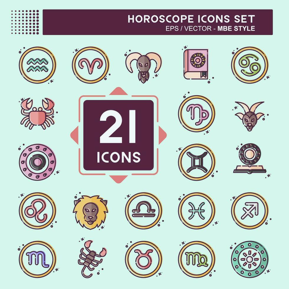 Icon Set Horoscope. related to Education symbol. MBE style. simple design editable. simple illustration vector