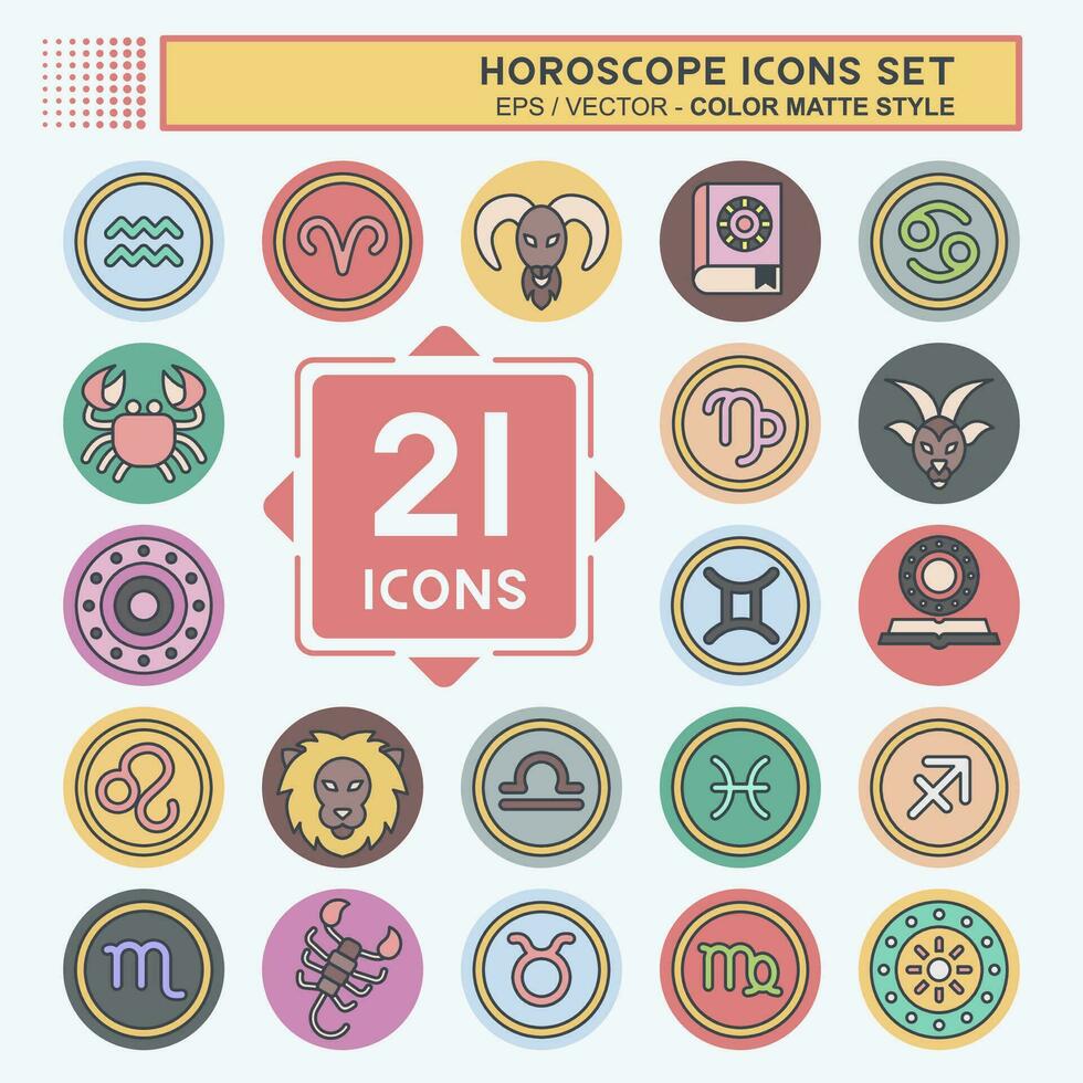 Icon Set Horoscope. related to Education symbol. color mate style. simple design editable. simple illustration vector