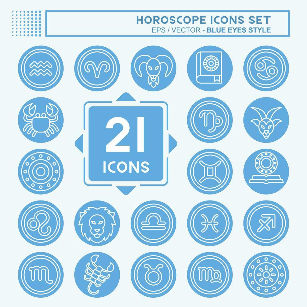 Icon Set Horoscope. related to Education symbol. blue eyes style. simple design editable. simple illustration vector