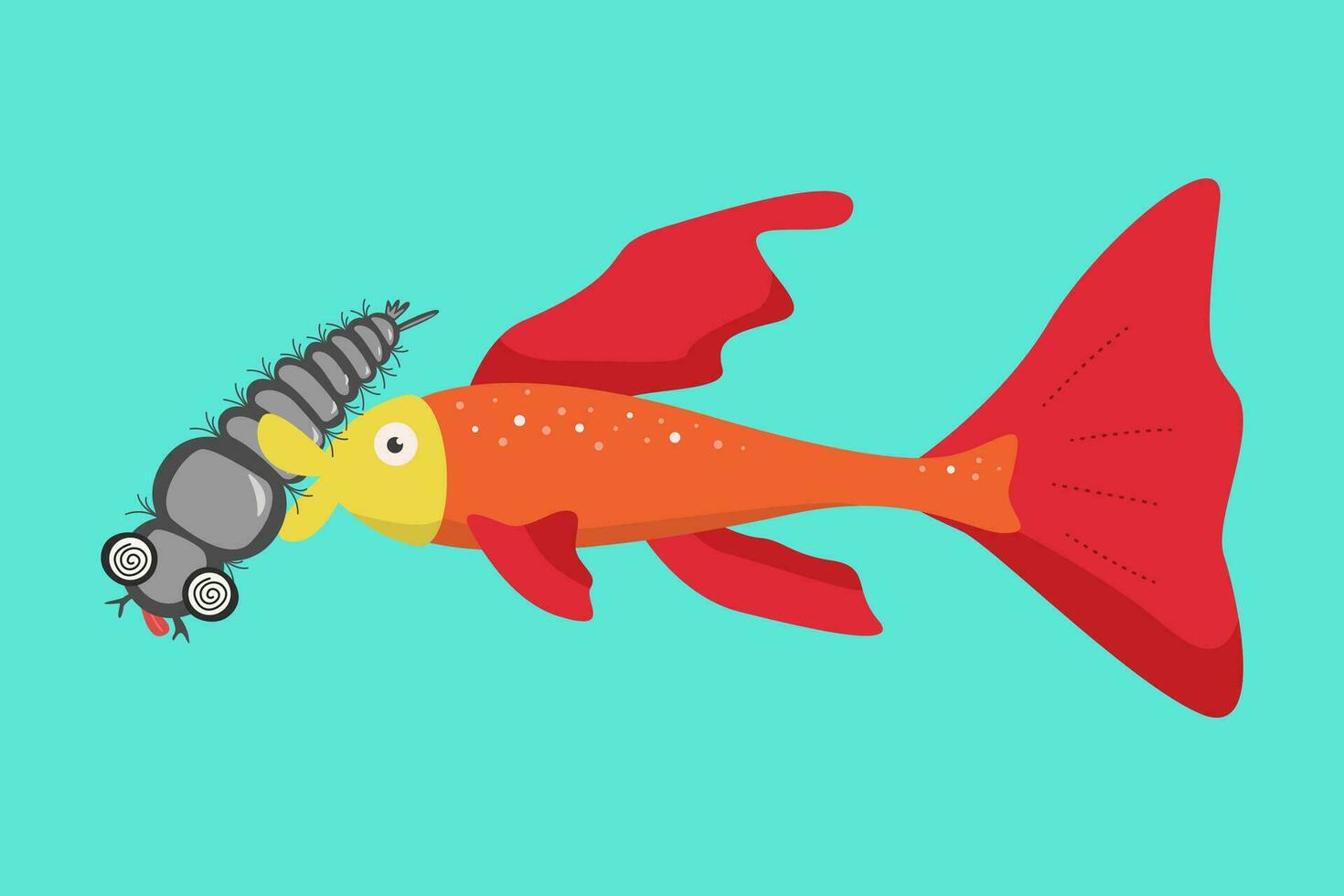 fish eat mosquito larva. mosquito control concept vector