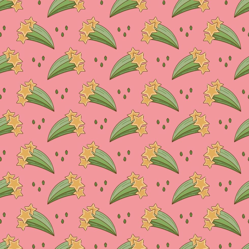 Seamless pattern with stars and raindrops. Cartoon doodle illustration. vector