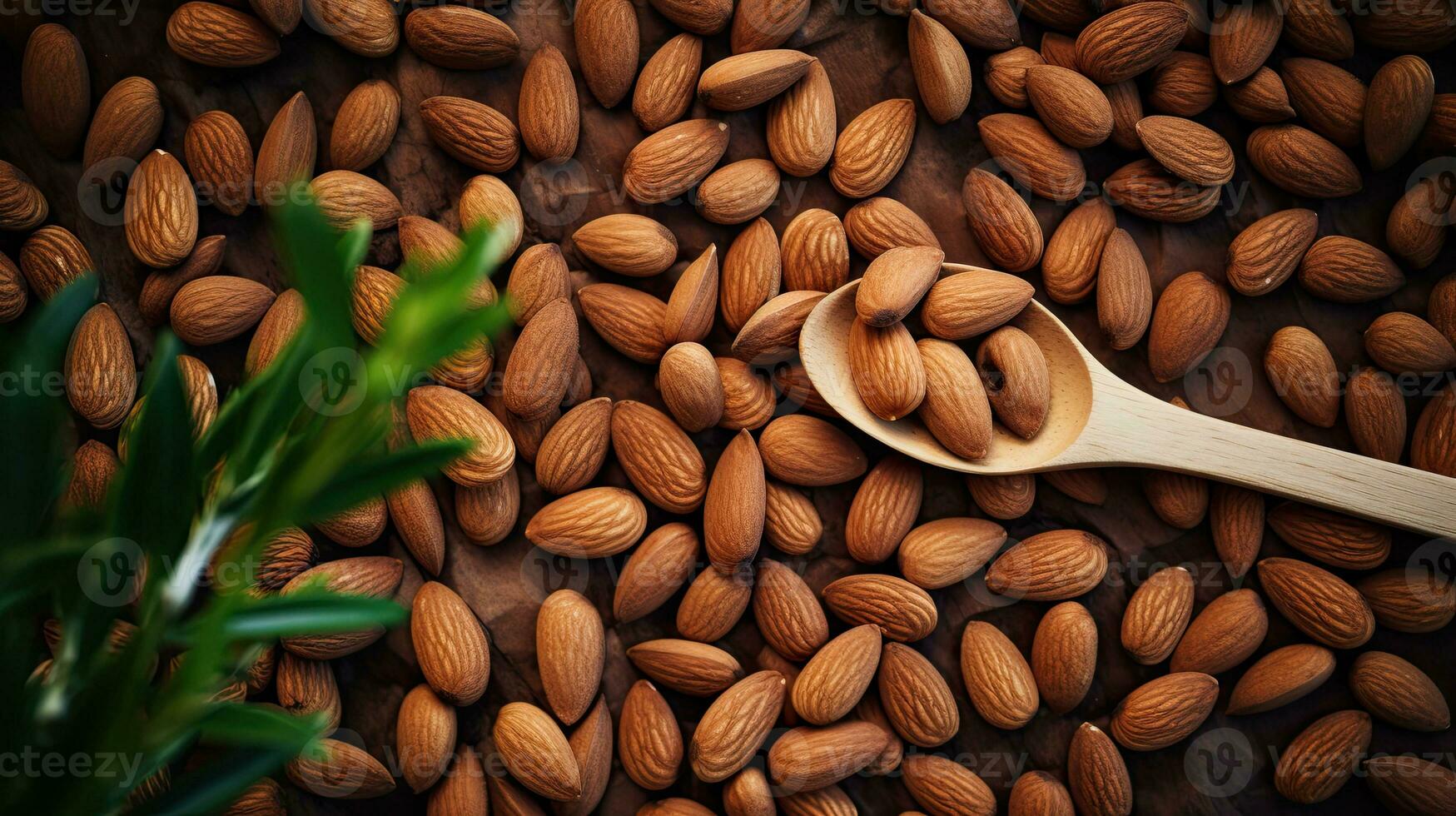 ai generado parte superior ver almendra nueces en el mesa ai generativo foto