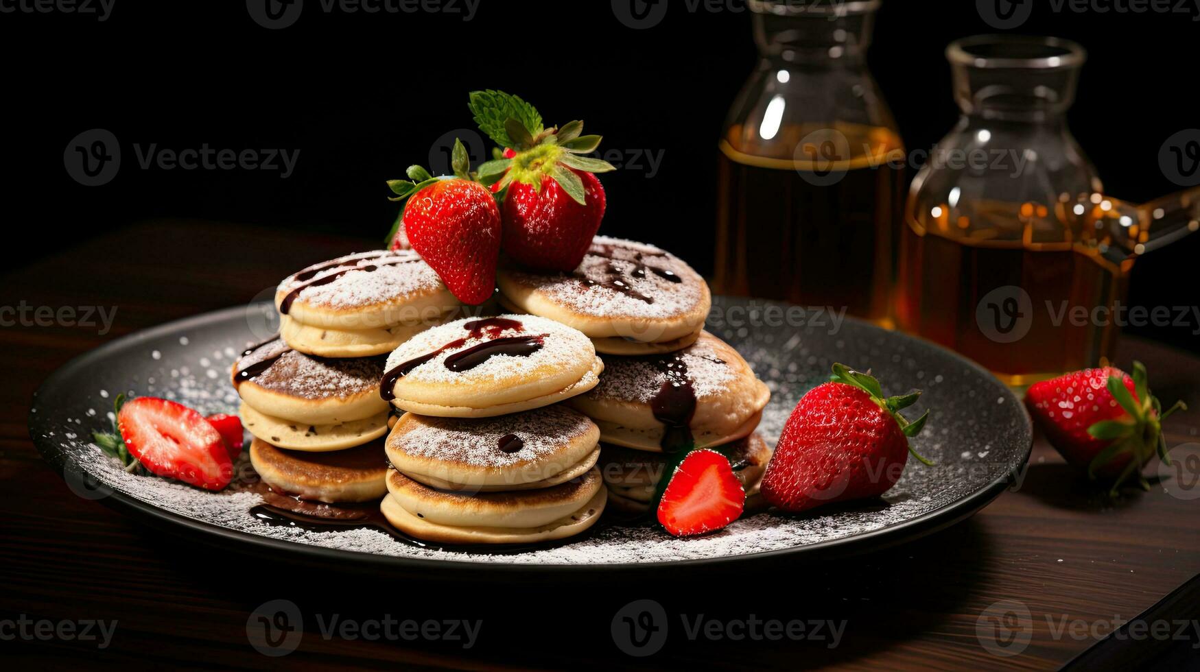 ai generado delicioso tortita con Derretido frutas Adición ai generativo foto