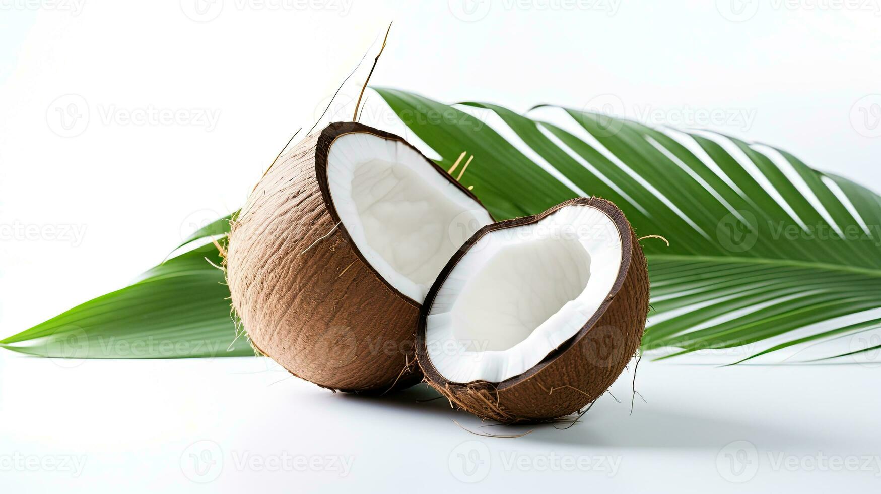 AI generated Fresh coconut fruit with leaf AI Generative photo