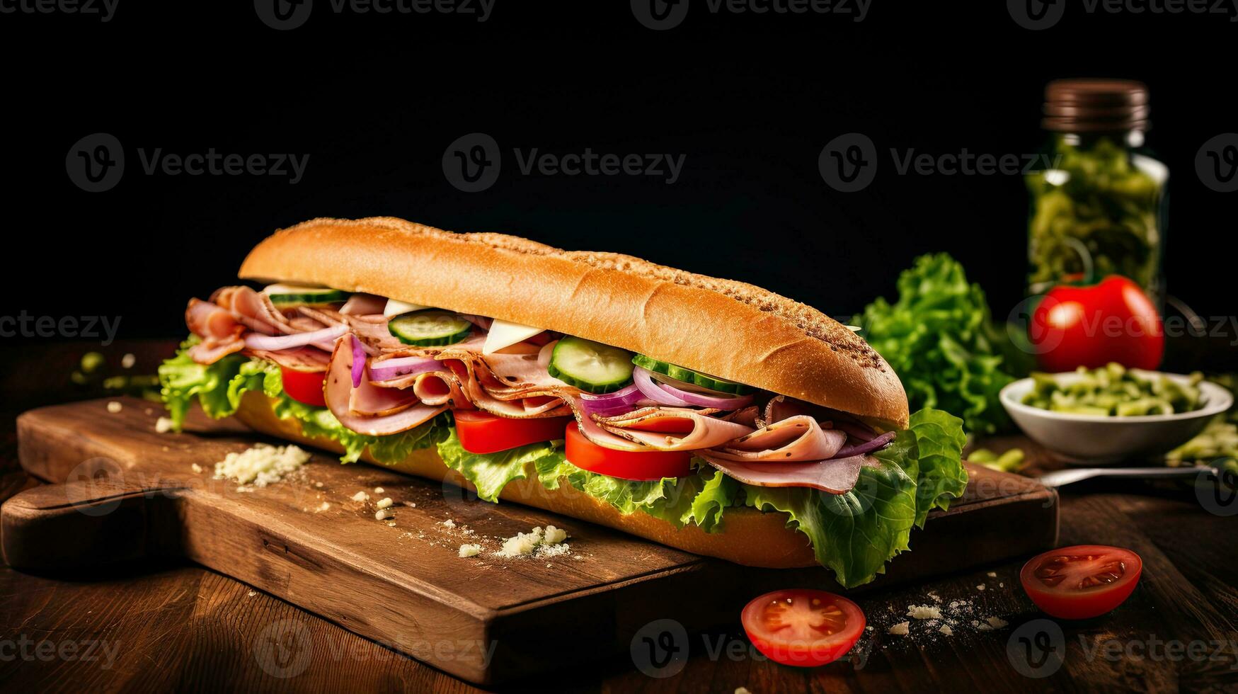 AI generated Delicious submarine sandwich AI Generative photo