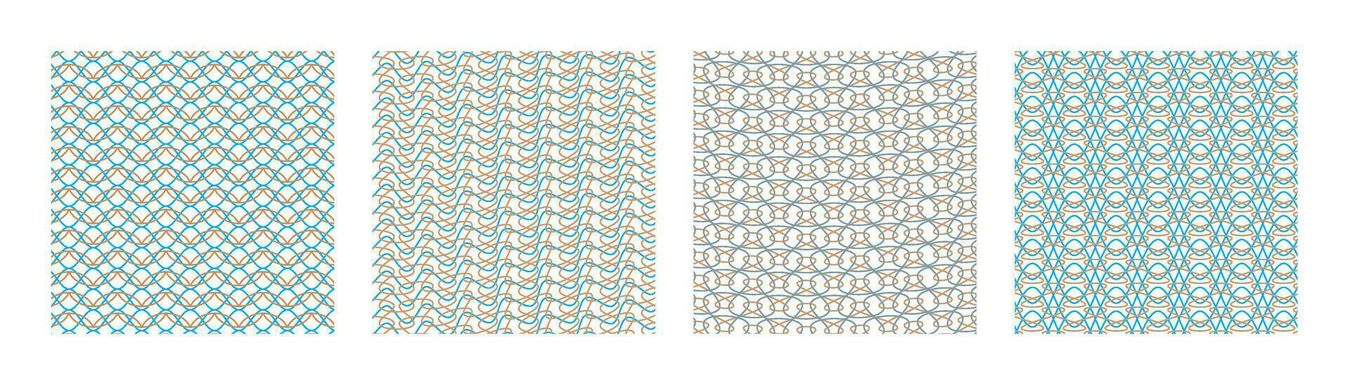 Guilloche grid. Seamless banknote line backgrounds, abstract watermark certificate or voucher textures. Vector security patterns with editable strokes