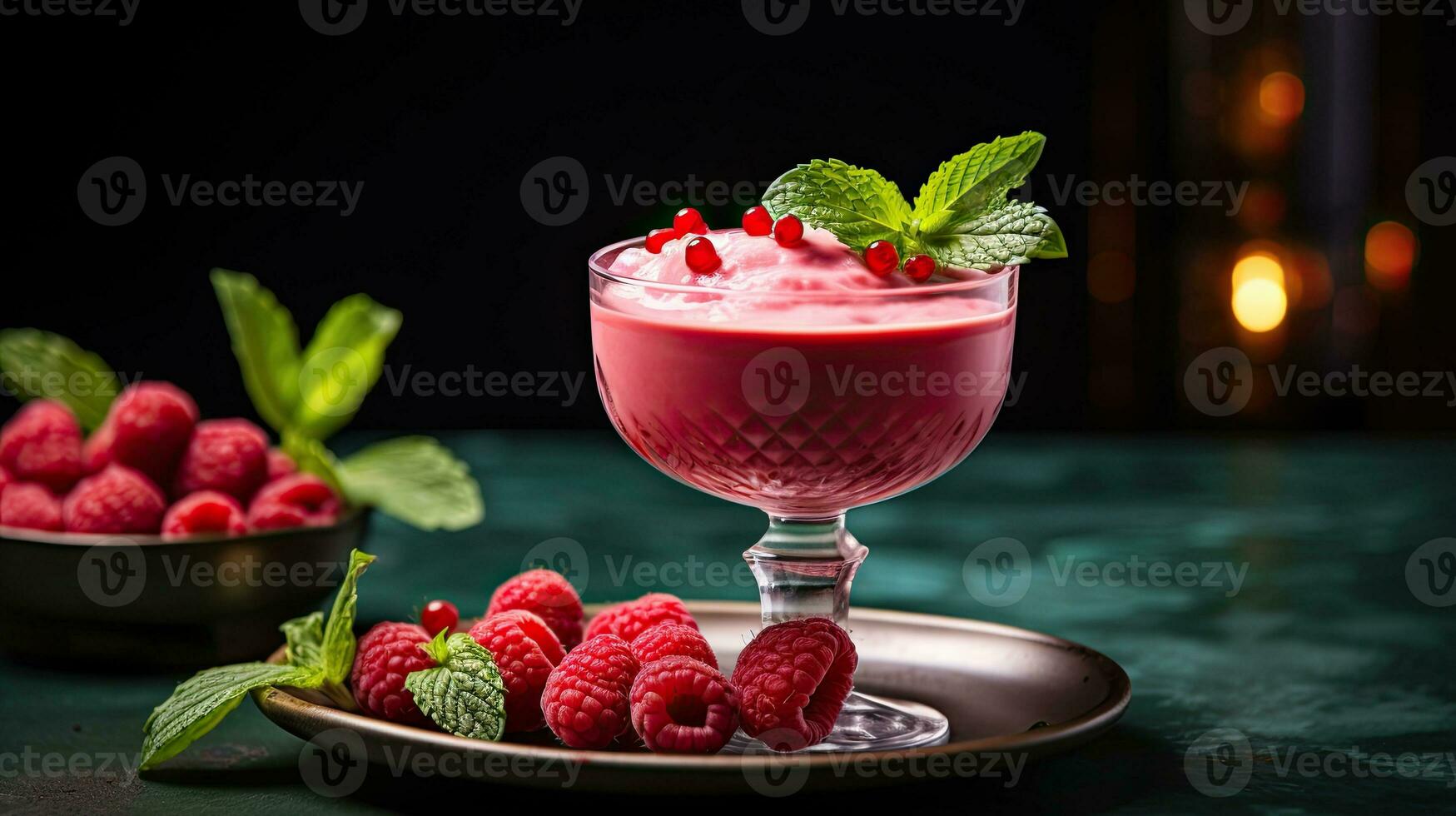 AI generated Delicious smoothie dessert with mint leaf AI Generative photo