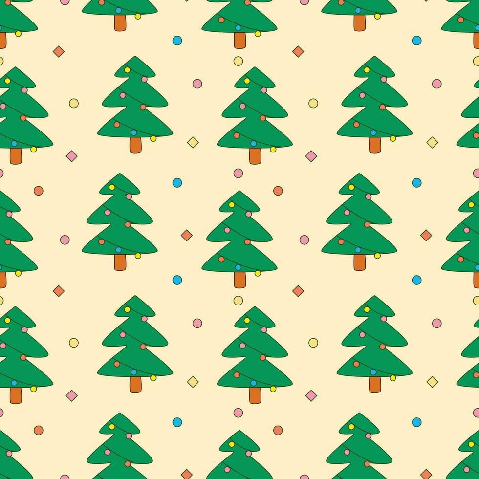 colorful christmas tree cartoon seamless pattern background for wrapping vector