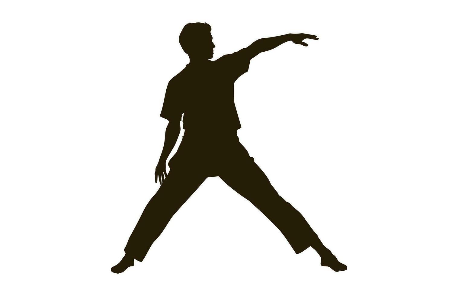 A Tai Chi Pose black Silhouette Vector isolated on a white background