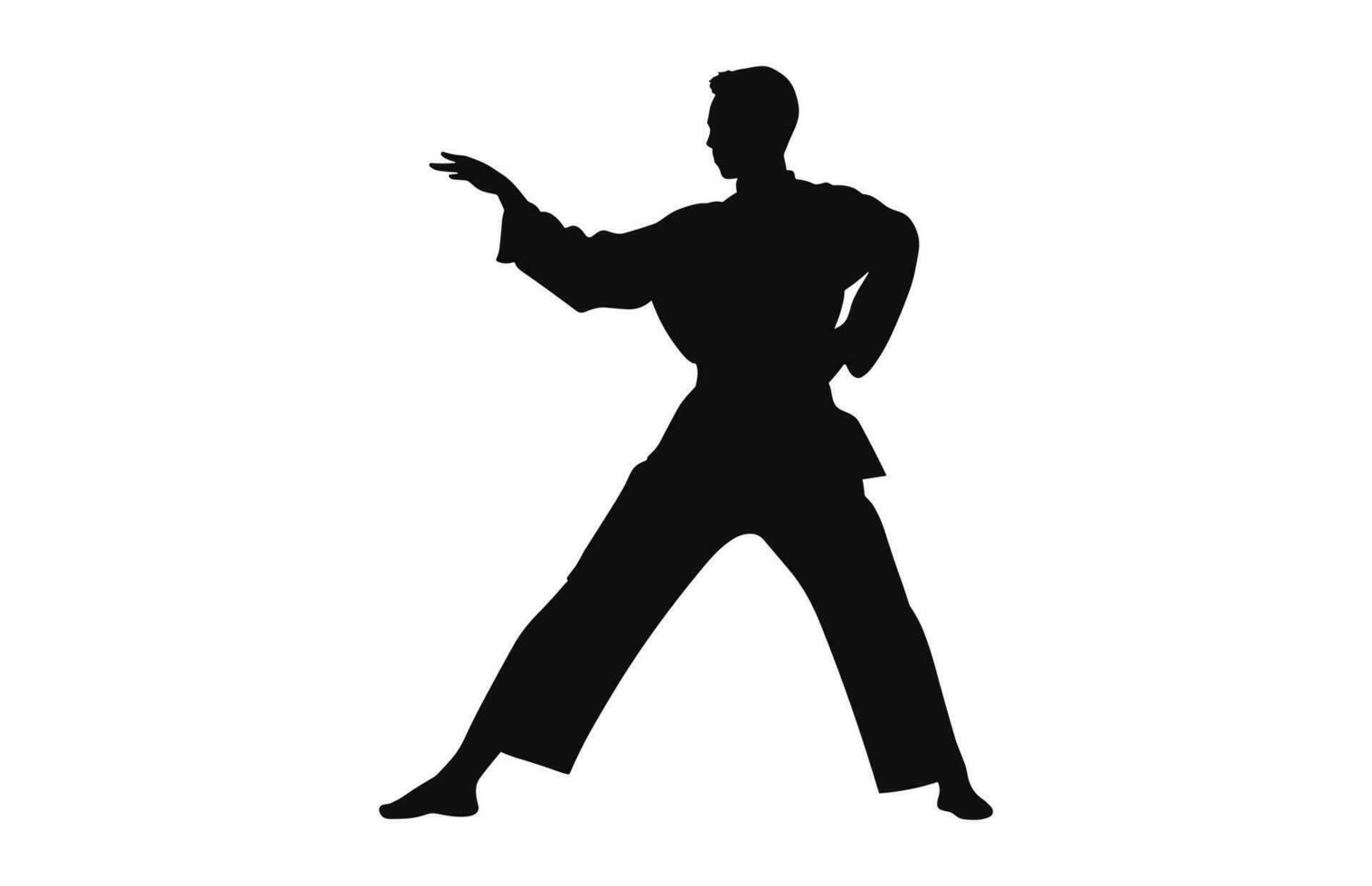 A Tai Chi Pose black Silhouette Vector isolated on a white background