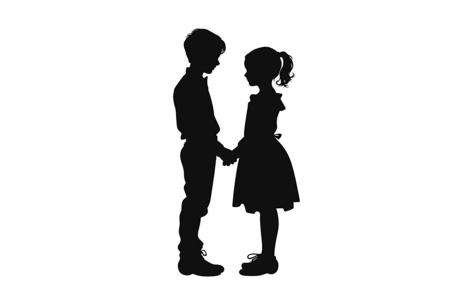 A boy and girl Silhouette vector isolated on a white background