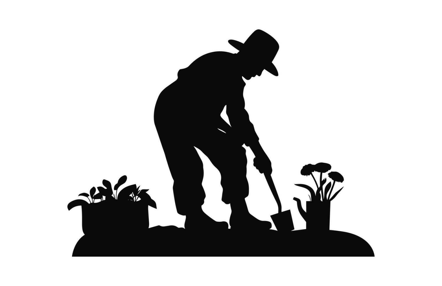 A Gardening Silhouette, A Gardener black vector isolated on a white background