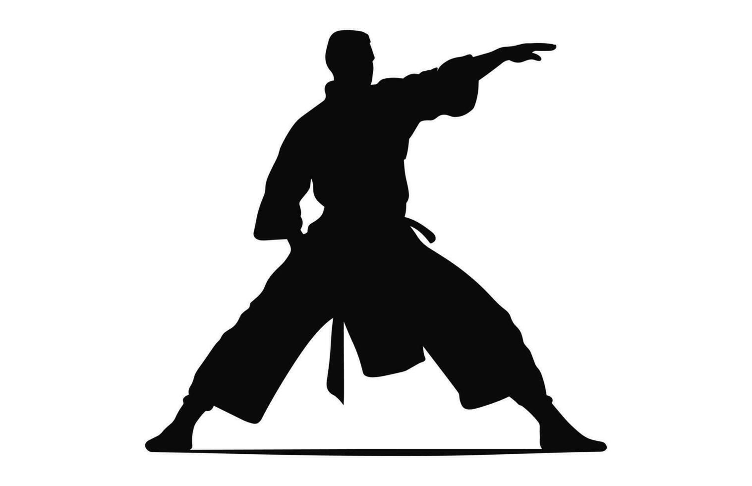 A Tai Chi Pose black Silhouette Vector