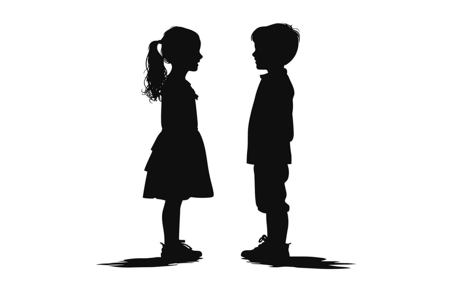 A brother and Sister Silhouette vector isolated on a white background