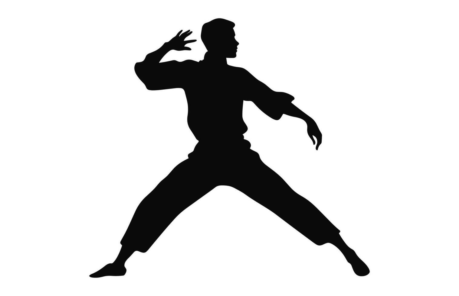 A Tai Chi Pose black Silhouette Vector
