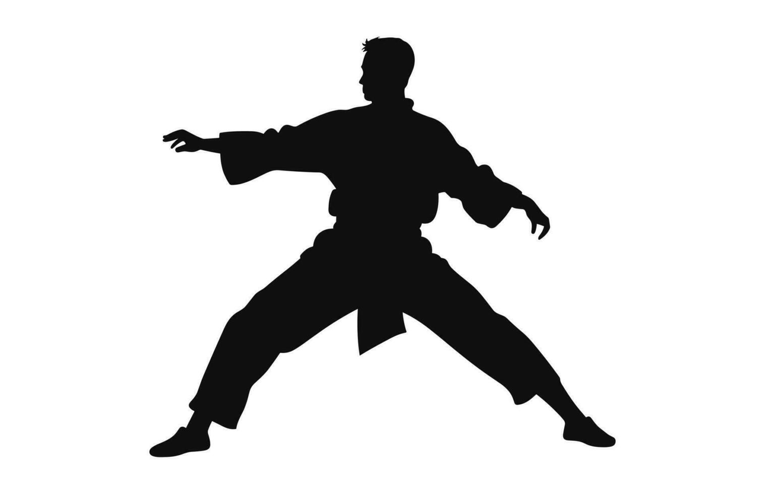 un Tai chi actitud negro silueta vector aislado en un blanco antecedentes