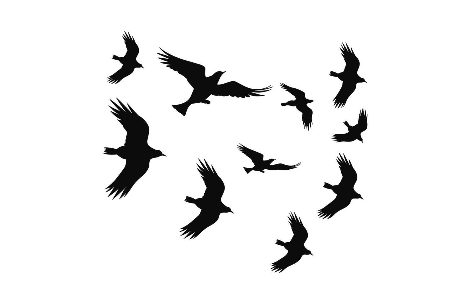 un rebaño de aves silueta aislado en un blanco fondo, volador aves negro vector