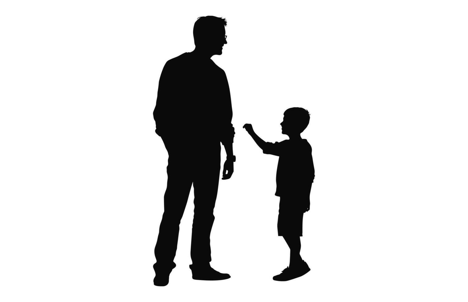 Dad with son black Silhouette Vector free