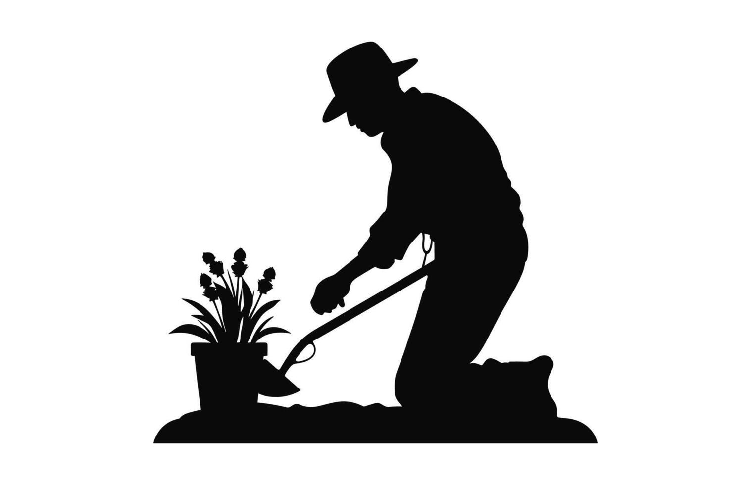 A Gardening Silhouette black vector isolated on a white background