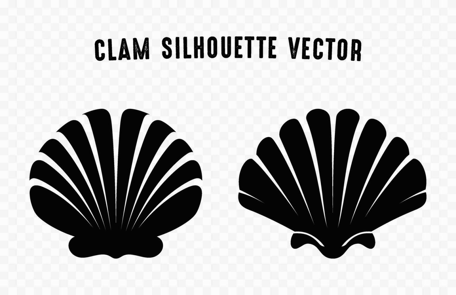 almeja negro siluetas, concha vector gratis