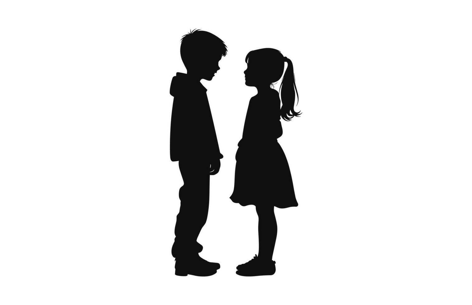 A boy and girl Silhouette vector isolated on a white background