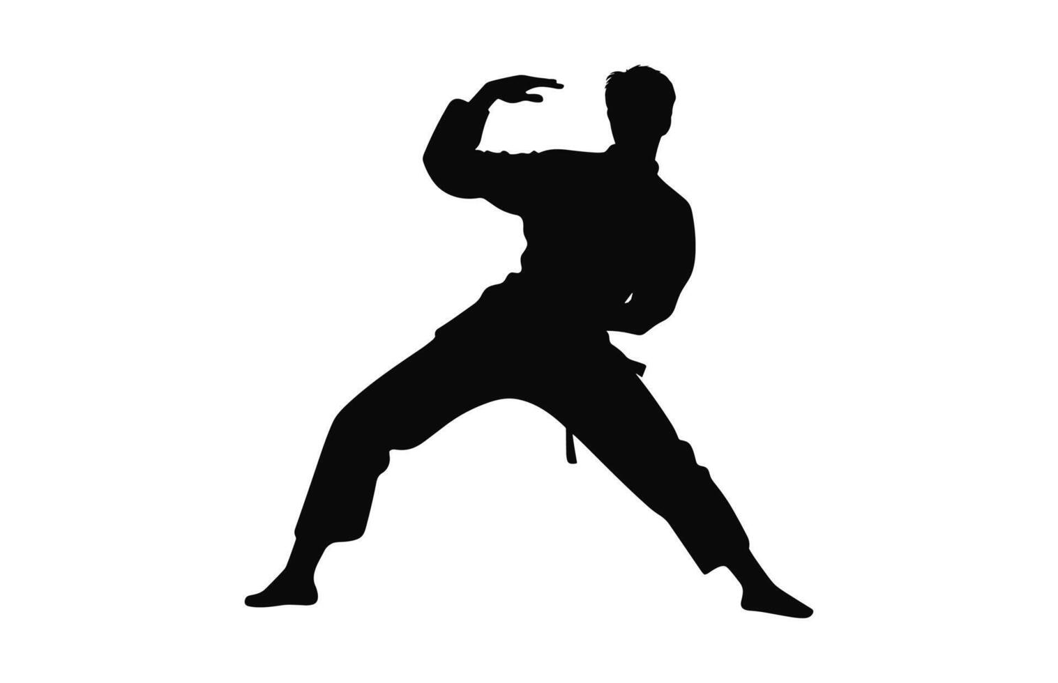 A Tai Chi Pose black Silhouette Vector isolated on a white background