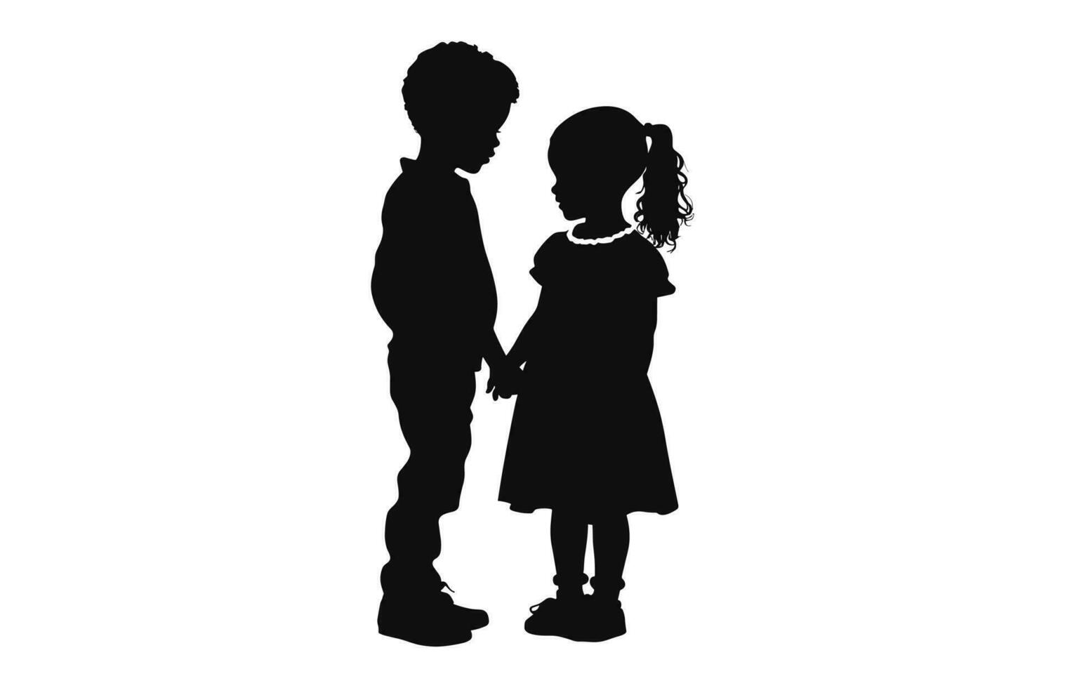 A boy and girl Silhouette vector isolated on a white background